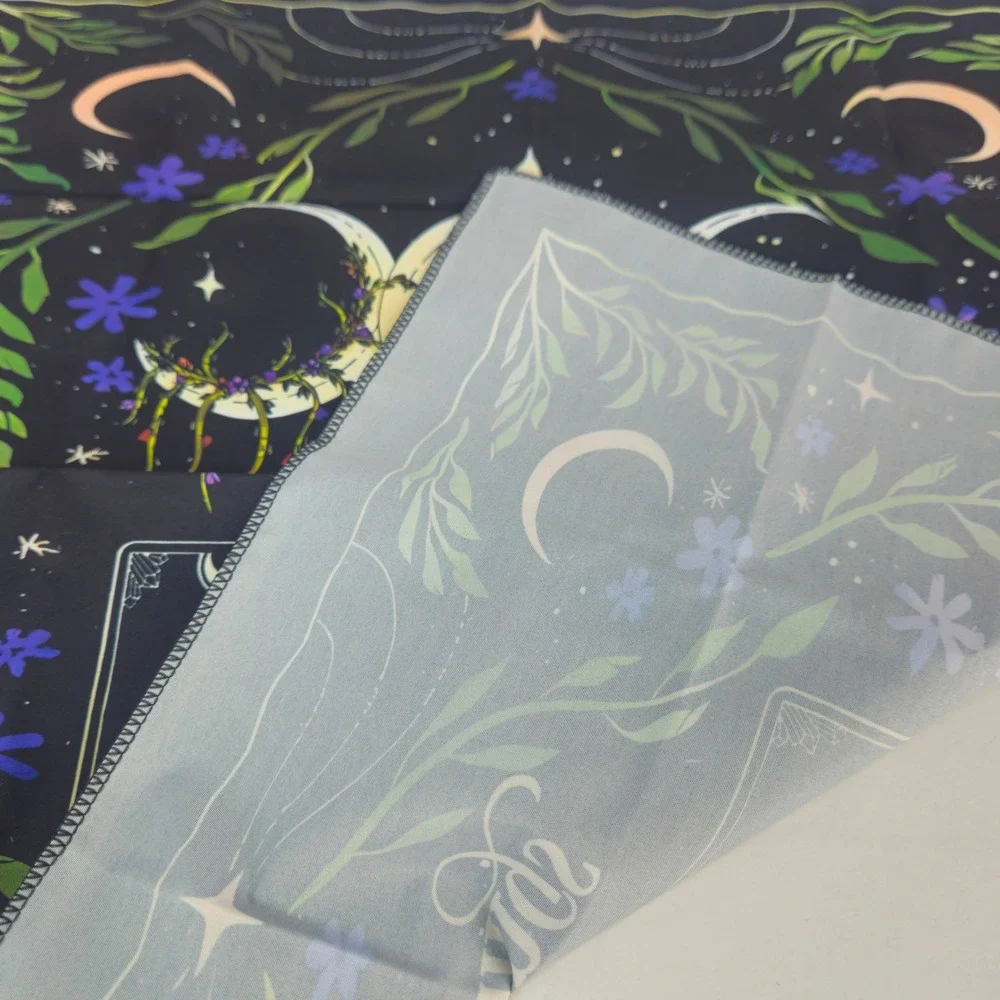 New Tarot Reading Altar Cloth Triple Moon Goddess Celestial Black Gold Green 19